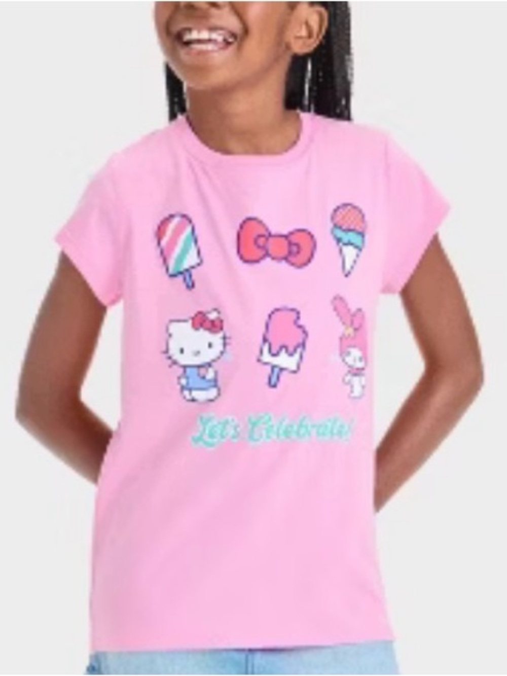 Hello Kitty Pink Graphic 'Let's Celebrate' Short Sleeve Tee